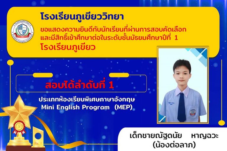 ขอเเสดงความยินดีกับนักเรียนที่ผ่านการสอบคัดเลือกเข้าศึกษาต่อชั้นมัธยมศึกษาปีที่ 1 ประจำปีการศึกษา 2566 ประเภทห้องเรียนพิเศษ